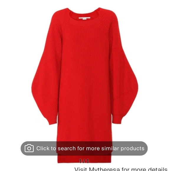 Stella McCartney Red Balloon Sleeve Sweater Dress - Picture 1 of 5